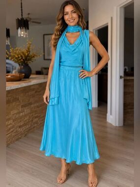 LIZ JORDAN 3 Piece Skirt Set with Scarf. Size 10